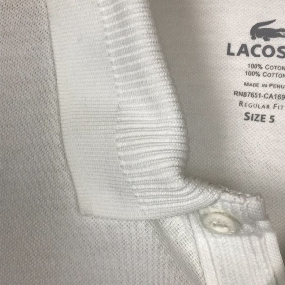 Lacoste White Regular Fit Polo L (Size 5) - Picture 7 of 10